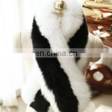 Luxurious White Black Fox Fur Scarf Fashion Fox Fur Shawl From China photo-2