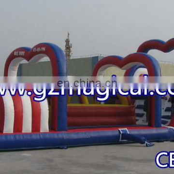 obstacle challenge toy/high grade inflatable obstacle bouncer course for cheap price