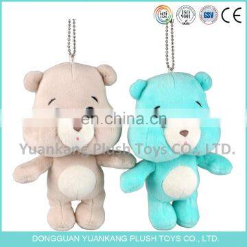 Lovely soft care teddy bear plush keychain with round face