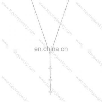 Simple design korea style long thin chain neckalce with tree retangles for girls