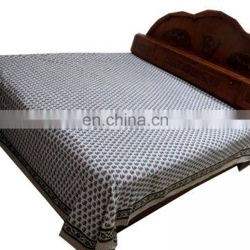 Cotton Block Printed Indian Floral Bedspread Quilt Bedcover screen Print Bedsheet