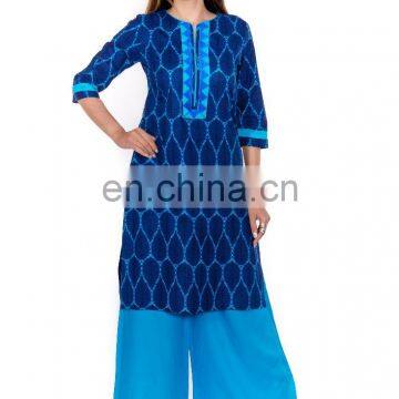 100% cotton Embroidered 3/4 sleeve Knee length lady Kurti wholesaler india