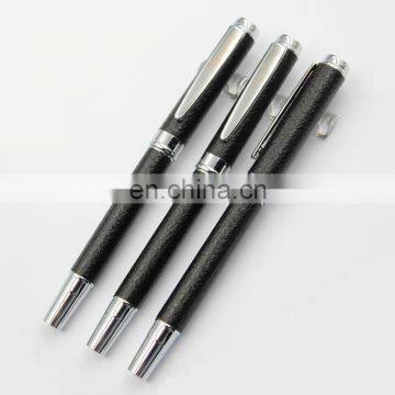 engraved logo in clip PU heavy high quality black metal roller pen for Europe market