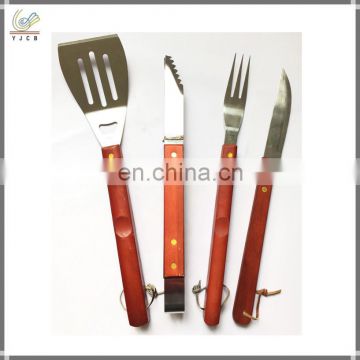 4pcs helpful wood handle bbq tool barbecue grill with bbq knife bbq turner