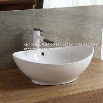 Bathroom white ceramic no hole tabletop washhand basin sink with high quality