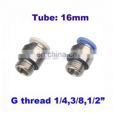 Brass Pneumatic air straight fitting hose O.D 16mm G thread with a seal POC16-G02/G03/G04 1/4 3/8 1/2 round one touch connector