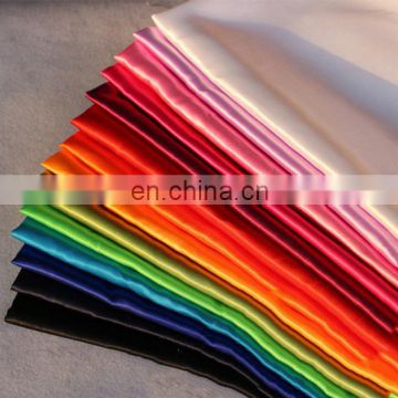 Chinese manufacturer 100% polyester soft shiny satin fabric in stock colorful dress fabric