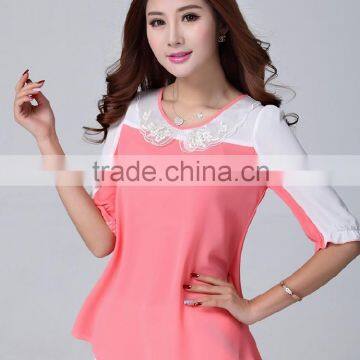 High Quality 2015 New Design Chiffon Ladies Blouse for Summer