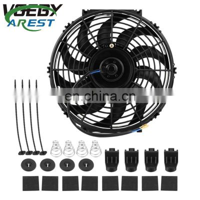 12V 12 inch Motor Engine Radiator Oil Cooler Cooling Electric Pull Push Fan Radiator Engine Slim Cooling Fan Universal ABS Steel