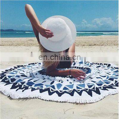 Microfiber Round Beach Towel 150cm Bath Towels Tassel Geometric Print Summer Women Sandy Swimming Plage Sunbath