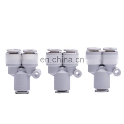 Good Quality PY Series Plastic Quick Push In Tube Multi-size 4/6/8/10/12/14/16mm Three Way Y Type Air Pneumatic Connector