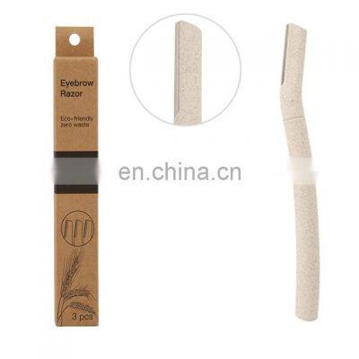 Biodegradable Wheat Straw Material disposable hotel supplies easy to carry light eyebrow razor