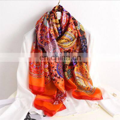 Silk Scarf Female Spring and Summer Simulation Silk Scarf Travel Wild Fashion Light Shawl Sunscreen Beach Towel Scarf photo-2