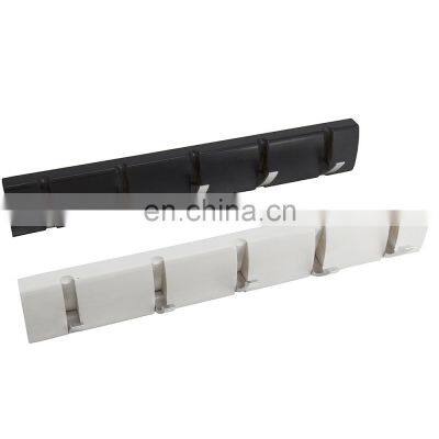 Wall Mount Bamboo Storage Hanging 4-Hooks Bamboo Towel Rack Black and White