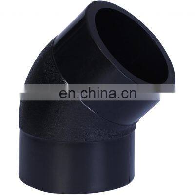 Pipe Fitting Manufacturer Direct Sales Black Color PE Elbow 45 DEG