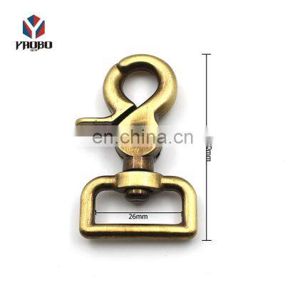 Wholesale Accessories Swivel Metal Snap Hook Buckle Leather Bags 60mm Solid Brass Swivel Dog Leash Snap Hook