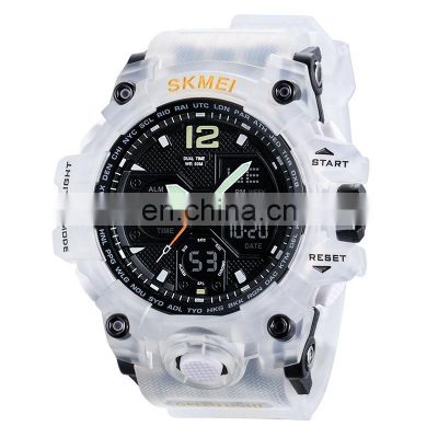 New arrival fashion design digital wristwatch Skmei 1155B relojes hombre 50m waterproof white transparent sport men watch