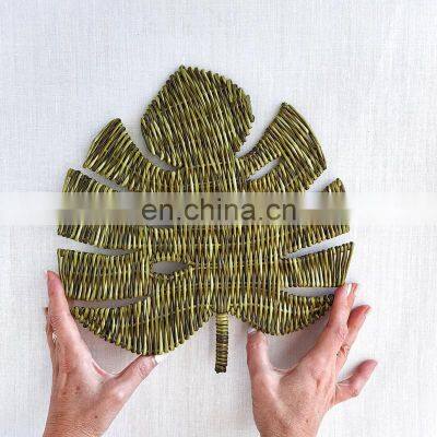 Hot Sale 2023 Monstera Leaf Wall Decor Wicker Art Tropical Leaf Decor Room Wholesale Vietnam Supplier