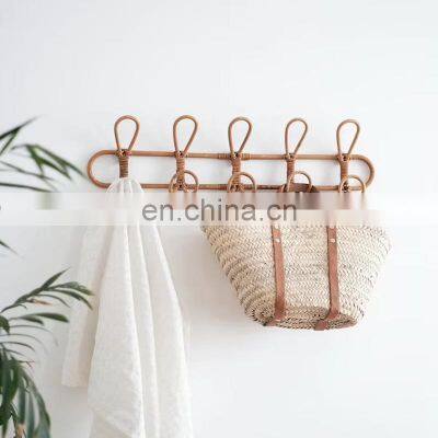 Hot Sale Rattan Wall Hanging Clothes Hanger Coat Hooks for wall Hat Holder Entryway Organizer Vietnam Supplier