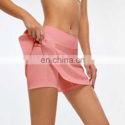 2 Pcs Pleated Tennis Skirt With Pockets Factory Sales High Quality Quick Dry Sports Shorts photo-3