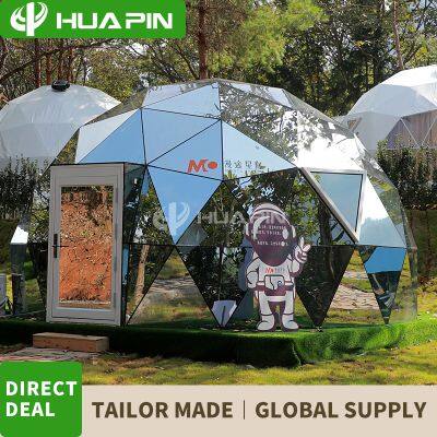 2024 New Style Glass Hotel Fiberglass Geodesic Greenhouse Glass Dome Tent With Interior Decoration photo-3