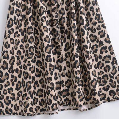 2025 Summer New Women's Bow Tied Animal Pattern Printed Shirt Dress photo-4