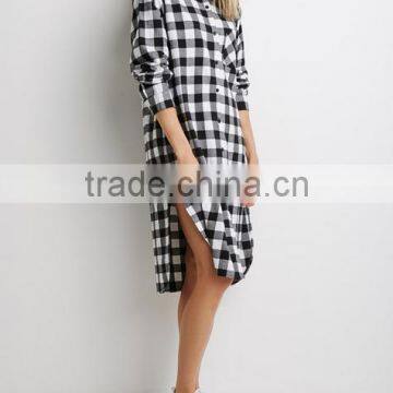 2015 China Manufacturer Customized Ladies Plaid Fashion Shirtdress photo-2