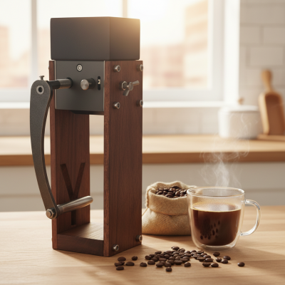 Home-use small wooden funnel malt crusher, mini stainless steel double roller hand-cranked mill