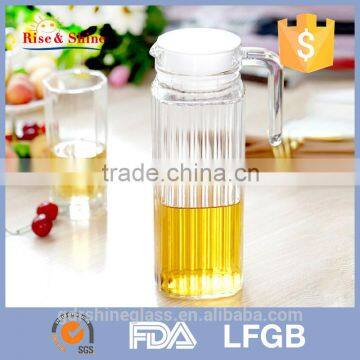 Heigh quality hot sale round drinking water bottle glass /glass water jug set