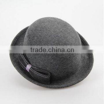 Ladies 100% wool felt hat 57cm women wool felt hat promotional fedora hat wholesale Fashion top round wool felt fedora hat