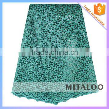 Mitaloo Nigeria Organza Leaf Green African Wedding Lace Fabric With Sequin MOG0196