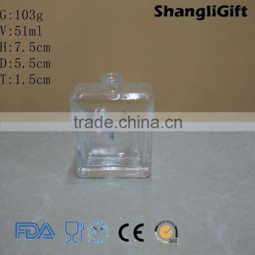 China Suplier Decoration Clear Square Glass Perfume Bottle 50Ml For Perfume