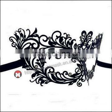 Luxury Black Elegant Metal Laser Cut Venetian Mask Innovation Rhinestones photo-2