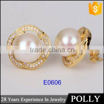 2015 Cheap Pearl Brass Cu Stud Earring photo-2