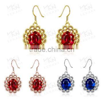 Ruby stone wavy round line earring bule gemstone jewelry earring