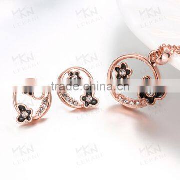 Elegant Rose Gold Necklace Earring Jewelry Set for women