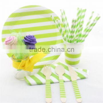 Supplier Of Green Striped Dinner Paper Sets