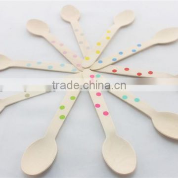 Wholesale Polka-dot Wooden Tasting Spoon/icecream spoon/mini wooden spoon For Beads