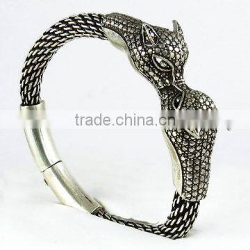 Leopard Oxidized 925 Sterling Silver Bracelet, Silver Jewellery Supplier, 925 Sterling silver Jewellery