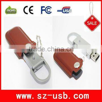 Leather USB flash drive with logo embossed as promotional gifts