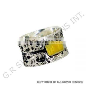 925 Ring, Gold Plated Ring, Sterling Silver Hammered Ring