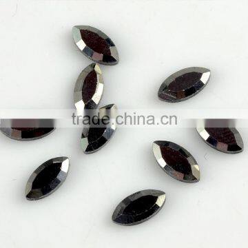 Top Quality horse eye shape hot fix stones, DMC jet hematite hotfix rhinestone with irregular shape