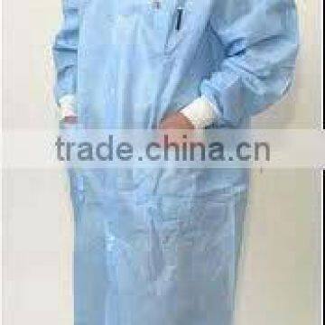 Non-woven Disposable Gown with Knitting Collar and Knitting Cuff