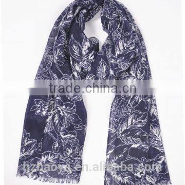 Dark color polyester print scarf