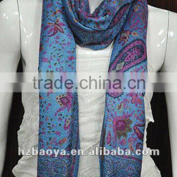 2012 Woman Daily life Causal fashion jacquard scarf with fringed trim