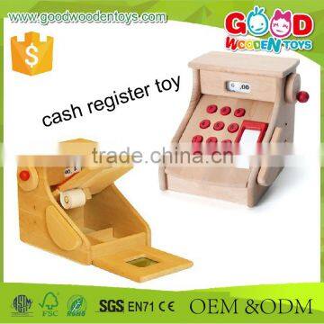 Child Care Center Role Play Handmade Wooden Kids Cash Register Toy photo-2