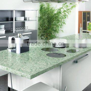 green artificial quartz stone kitchen top