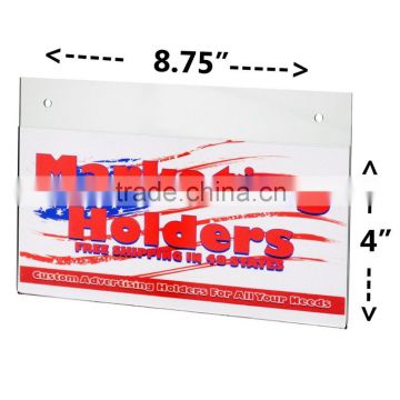 Clear Custom Acrylic 8 3/4" w x 4" h Wall Mount Ad Frame Sign Holder Display