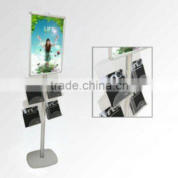 Pyramid poster stand with brochure holder