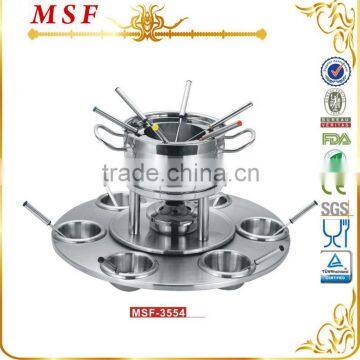 comvenient and rotatable stainless steel fondue set/fondue chocolate/lazy susan fondue set